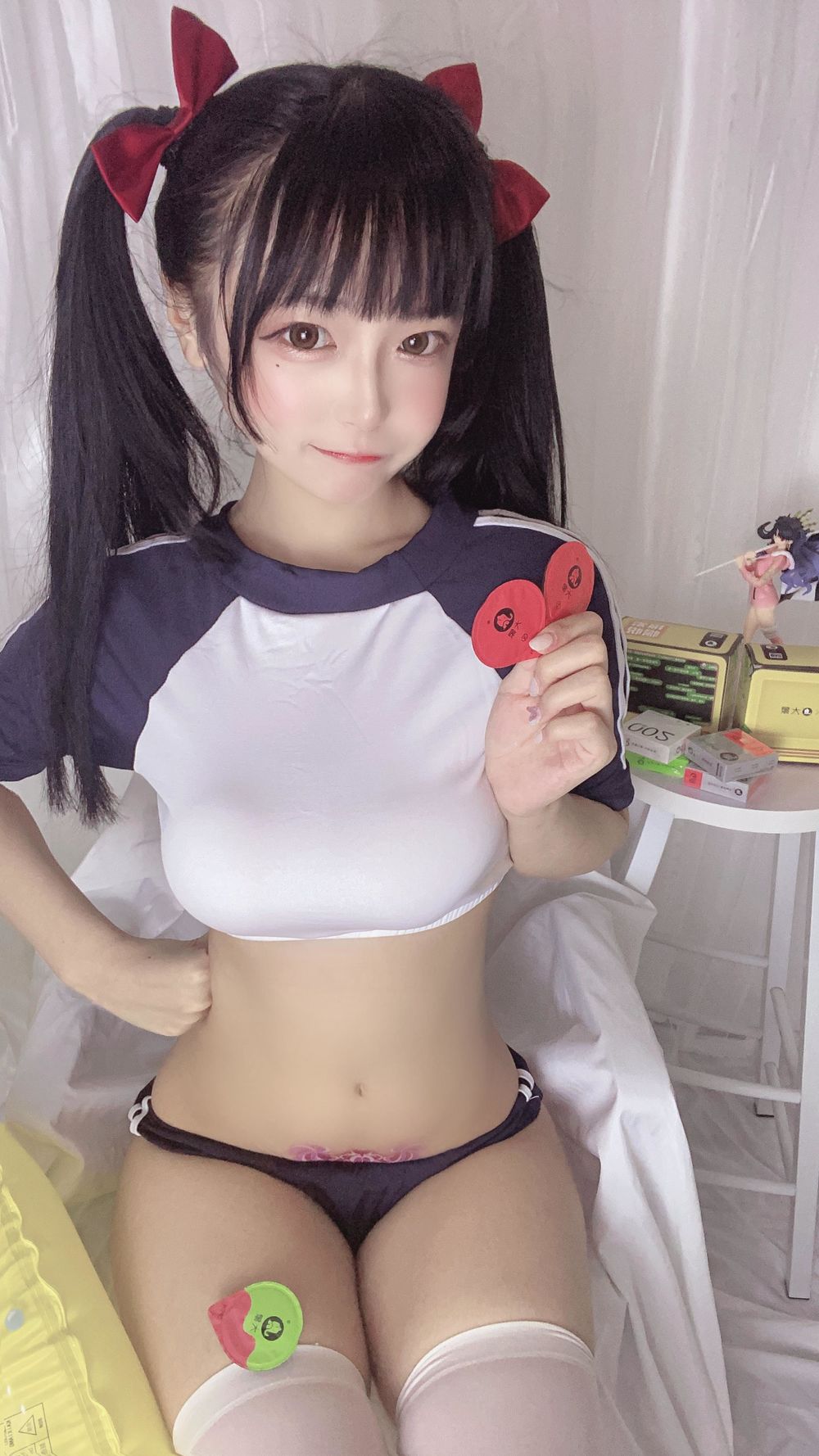 佳佳好难啊-蓝色吊带体操服9136